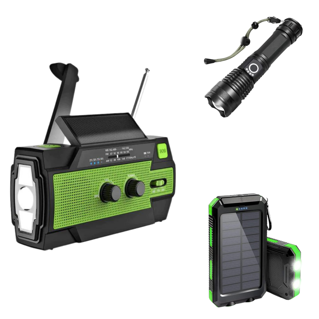 TrailBlazer™ 3 Product Emergency Prepper Bundle | Powerbank, Flashlight, & Radio