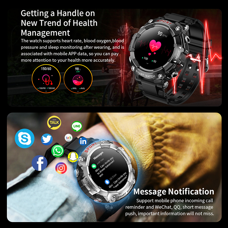 TrailBlazer™ Sport Pro Smartwatch w/ Earbuds – Military Mental Endurance